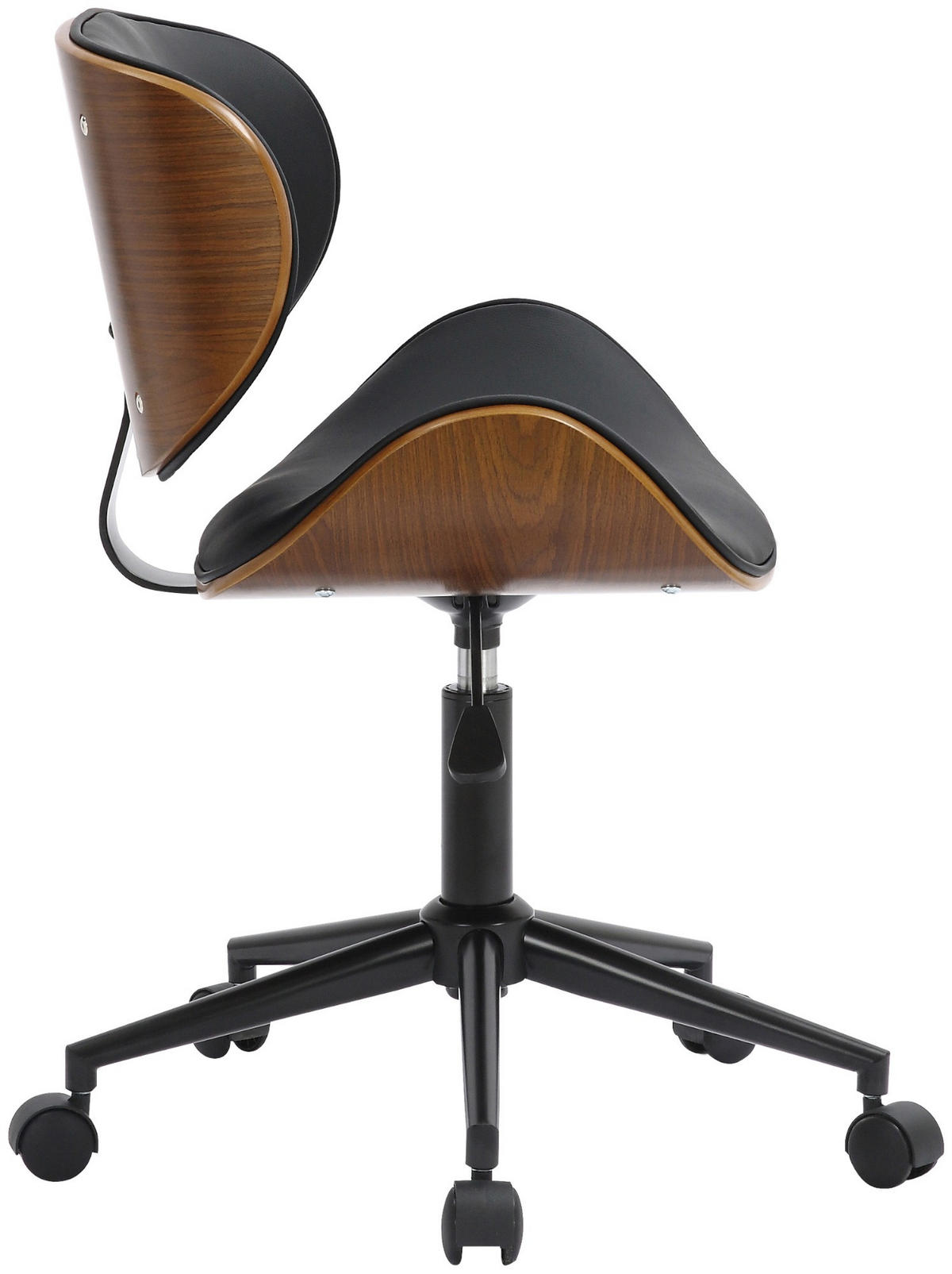 DREHSTUHL Lederlook schwarz - Schwarz, Textil/Metall (52/78/52cm) - CLP