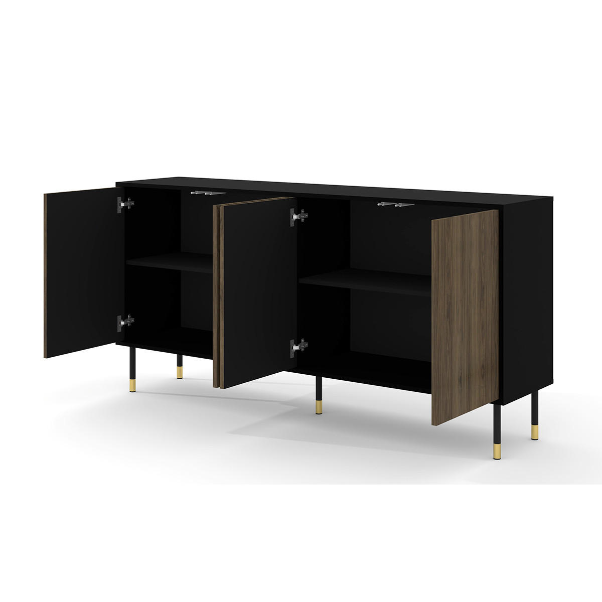 KOMODA Aglaé Drvo i crno - crna, drvni materijal (180/88/40cm) - Petits-meubles
