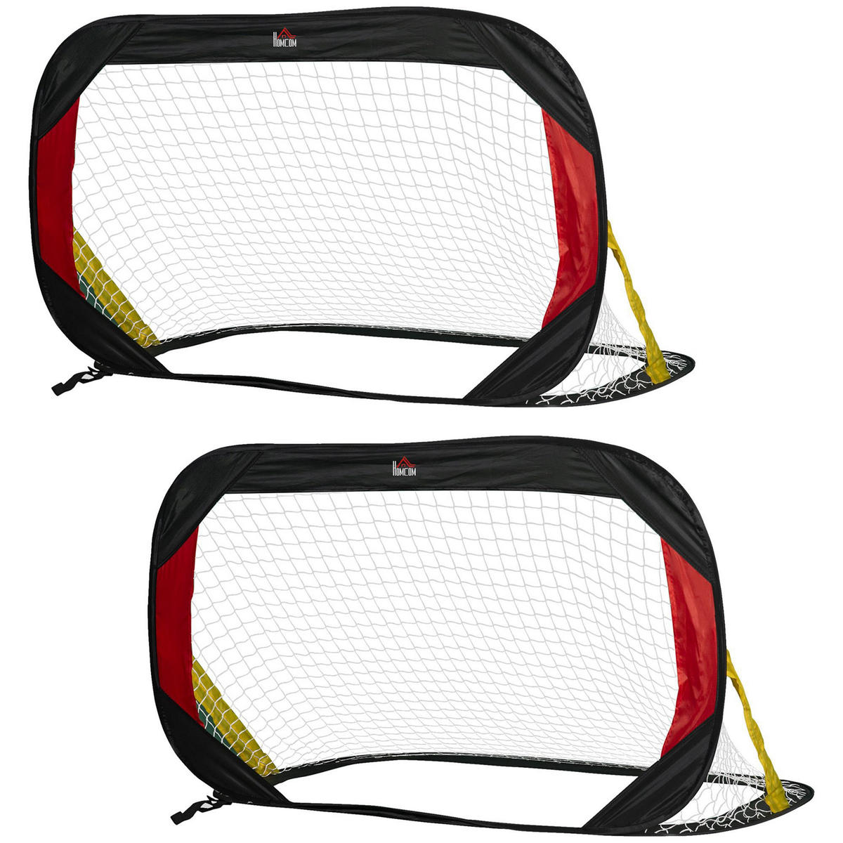 FUSSBALLTOR, Stahl, Schwarz/Gelb/Rot/Weiß, 120L x 80B x 80H cm - Gelb/Rot, Metall (80/120cm) - HOMCOM
