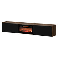 TV-LOWBOARD Arigato mit Kamin - Nussbaumfarben/Schwarz, Holzwerkstoff (200/36/32cm) - MIRJAN24