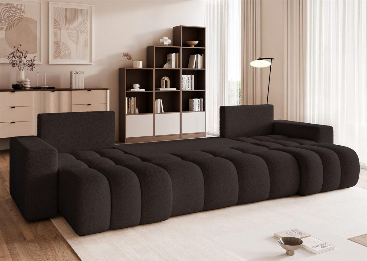 WOHNLANDSCHAFT Anabel Schlaffunktion - Schwarz, Holzwerkstoff/Textil (318/79/145cm) - Fun Möbel