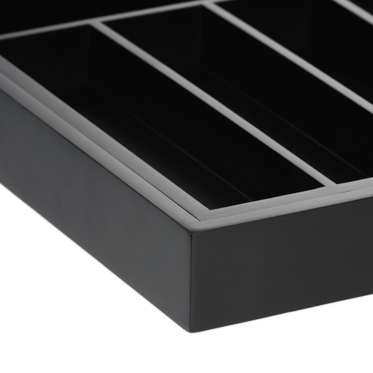 BESTECKKASTEN - Schwarz, Holz/Holzwerkstoff (48/5/33.5cm) - Relaxdays