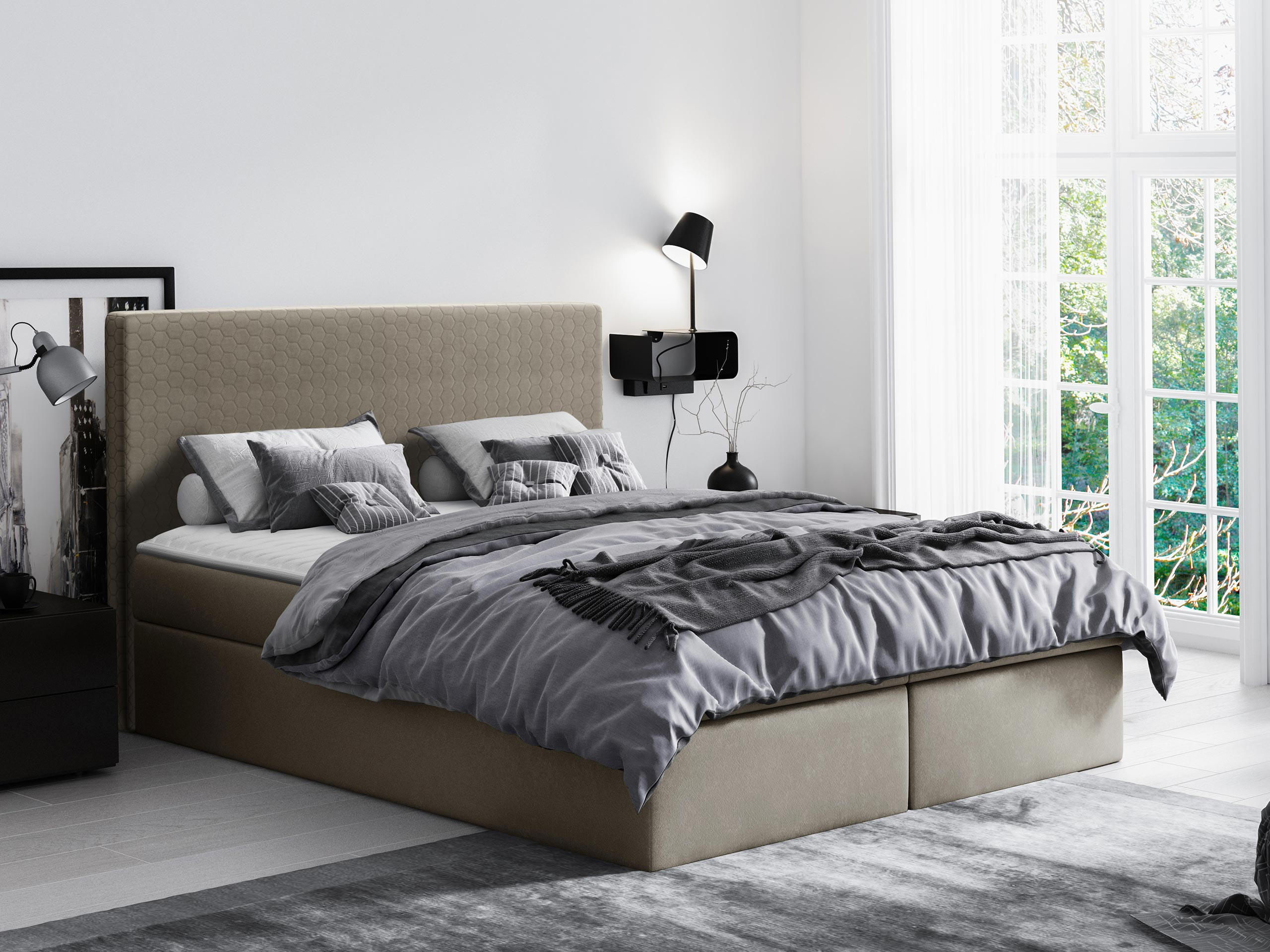 BOXBETT Cosmo - Grau, Holz (200/200cm) - MIRJAN24