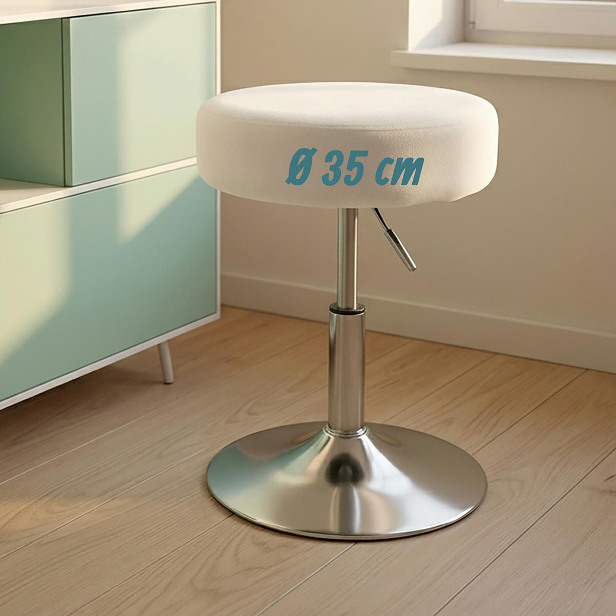 TABURET Biela Strieborná výškovo nastaviteľný otočný - viacfarebná, kov/textil (38.5/57/38.5cm) - Relaxdays