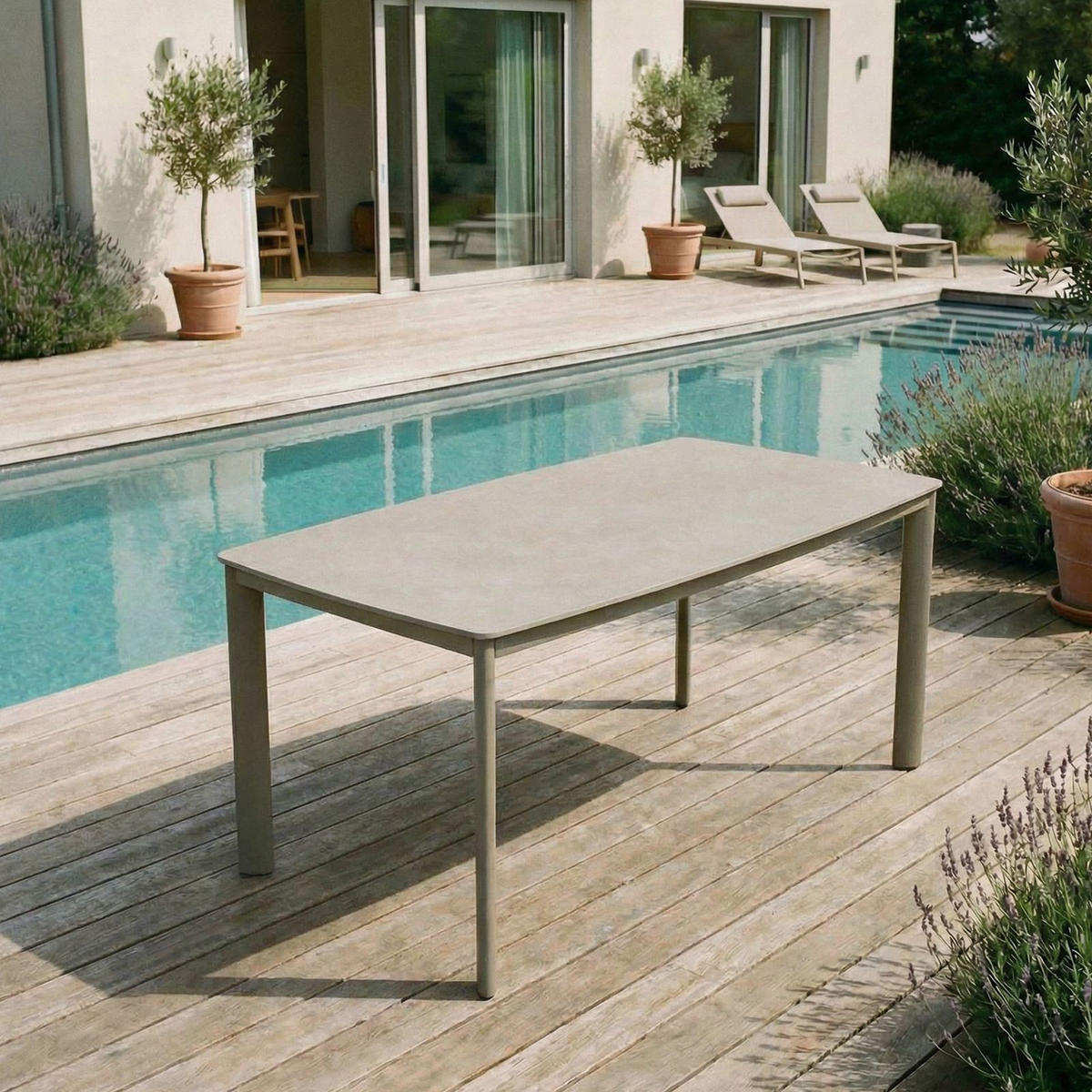 GARTENTISCH TAVOLO champagne, hellgrau - Champagner, Metall (90/180/75cm) - IDIMEX