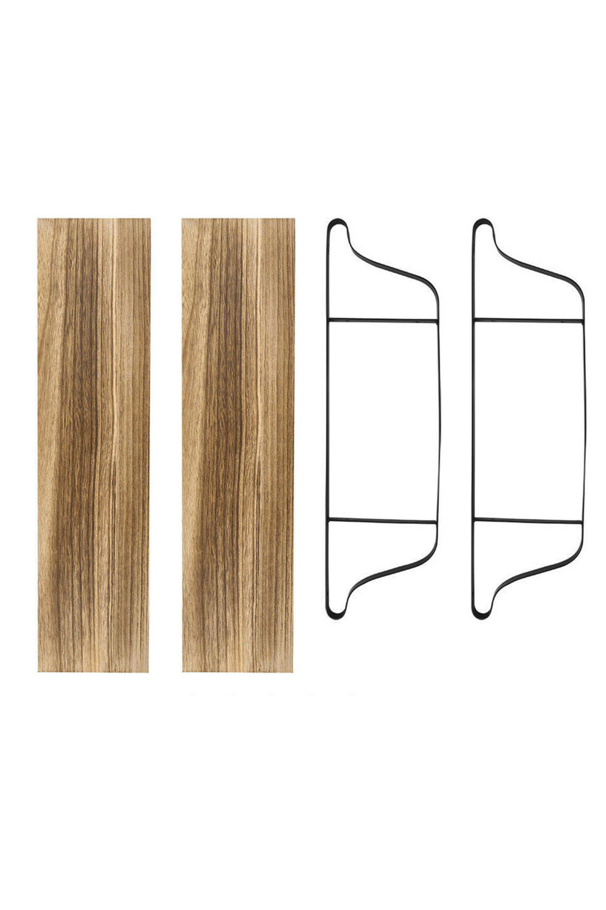 WANDREGAL 2-Stufig Wandmontage aus Metall Holz in Schwarz Braun Platzsparend Einfache Montage 60 x 15 x 51,5 cm - Schwarz/Braun, Holz/Metall (60/51.5/15cm) - Livingandhome