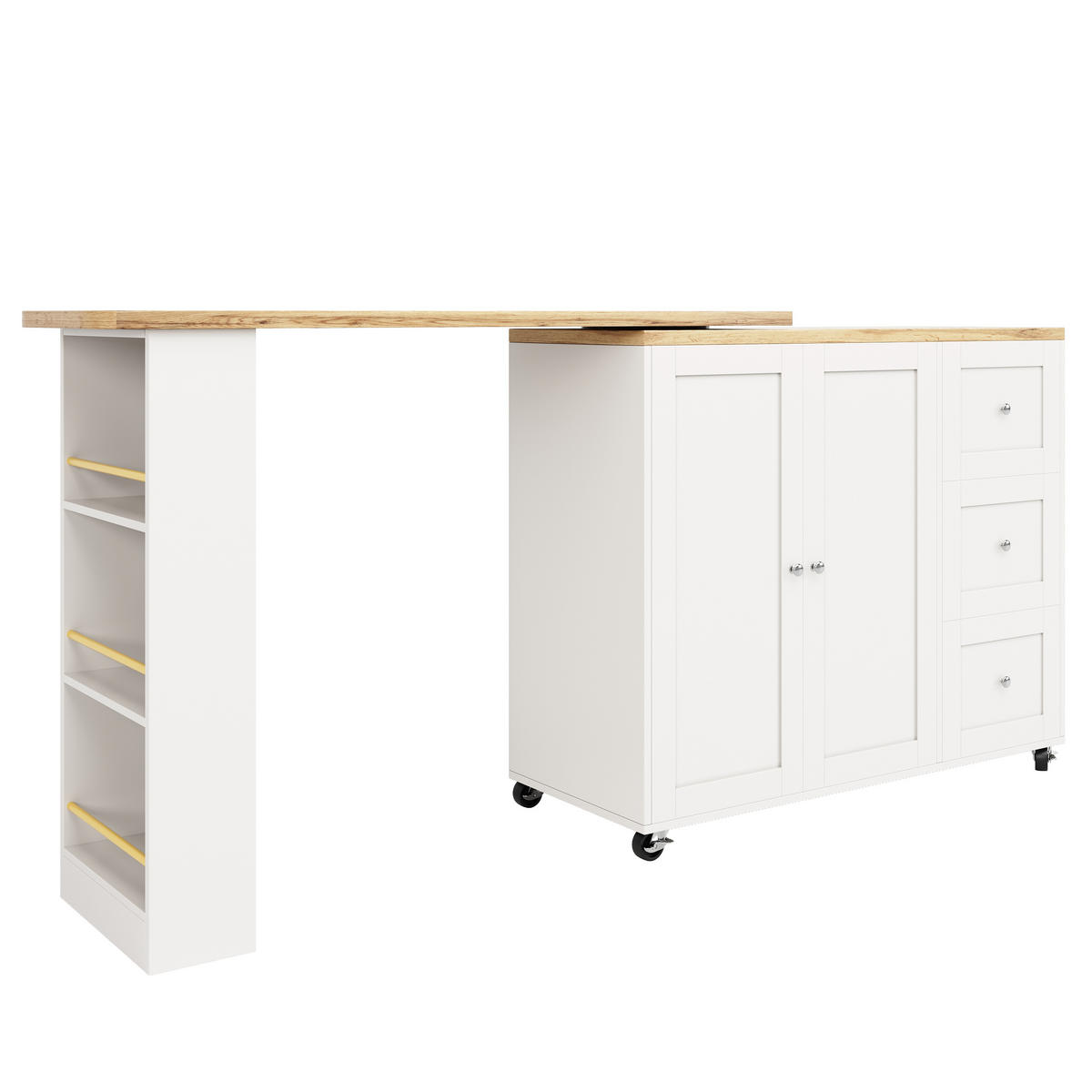 BARTISCH Weiß 135-203/39/106 cm - Weiß, Holzwerkstoff (203/106/39cm) - PANGIVO