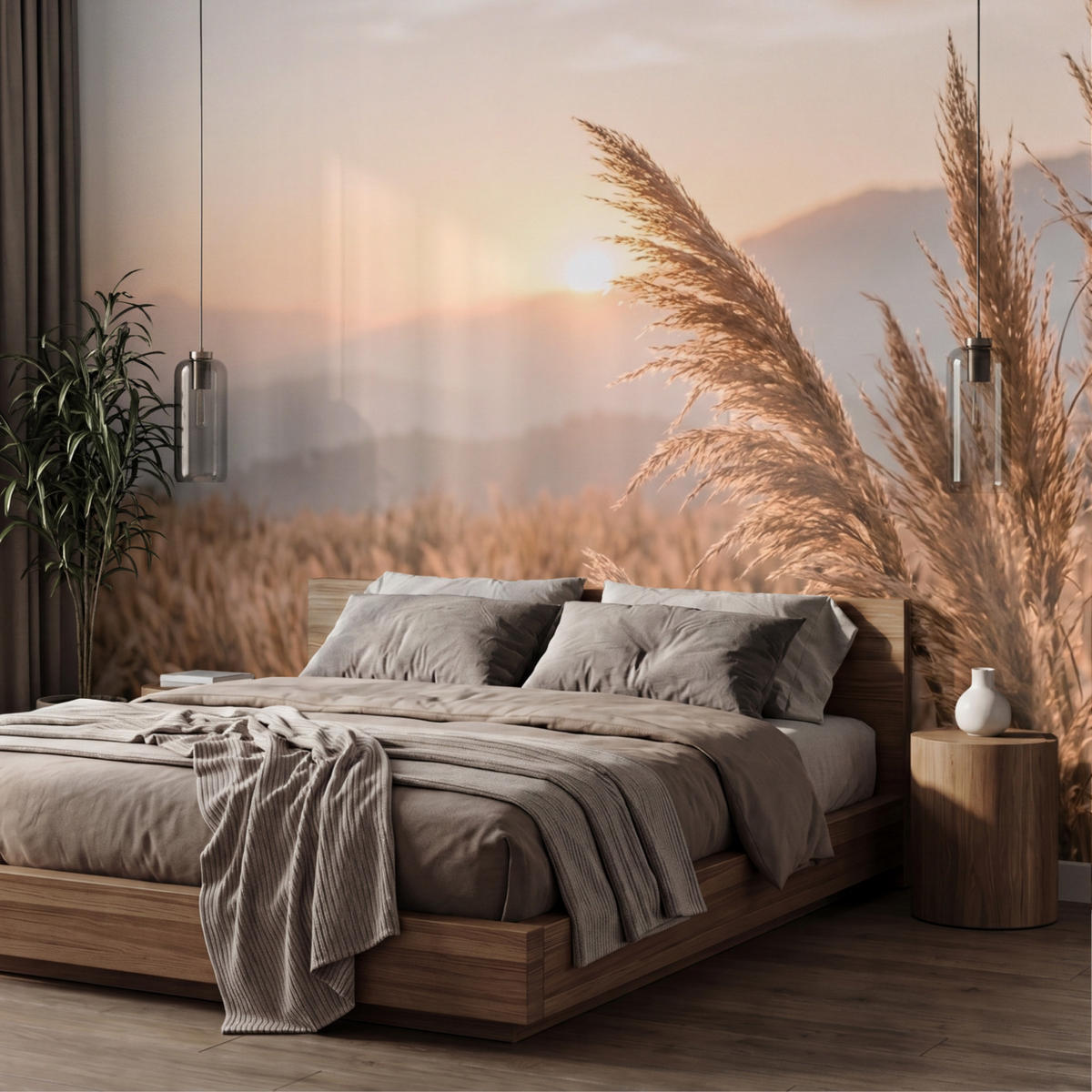 TAPETE - Gras - Feld - Sonne - Natur - 450x260 cm - Sandfarben, Papier (450/260cm) - OnlyWow