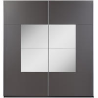 SCHWEBETÜRENSCHRANK Brooklyn mit 2 Türen und Spiegel, graphitfarben, 203 cm - Graphitfarben, Holzwerkstoff (203/215/65cm) - Beautysofa