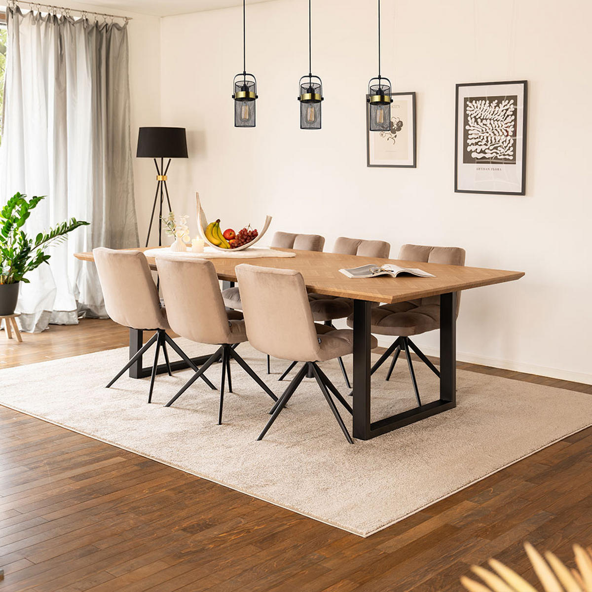 ESSTISCH ECKIG AVENCIA - Fishbone Oak, 240 x 120 cm - Braun, Holz (240/120/4cm) - Home Deluxe