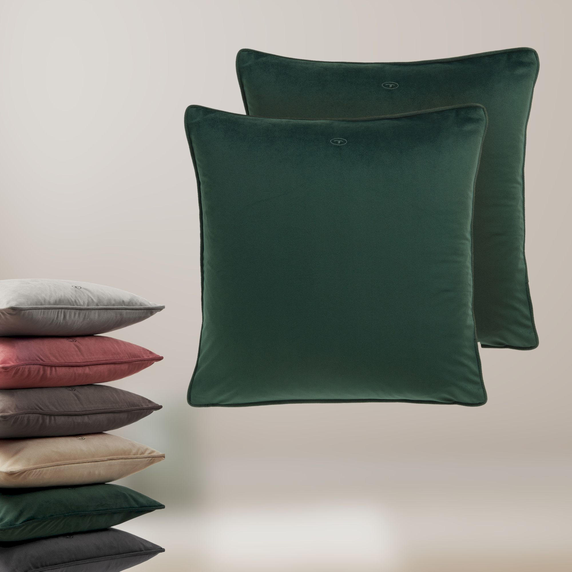 ZIERKISSENHÜLLE VELVET SIGNATURE - Grün, Textil (45/45cm) - Tom Tailor