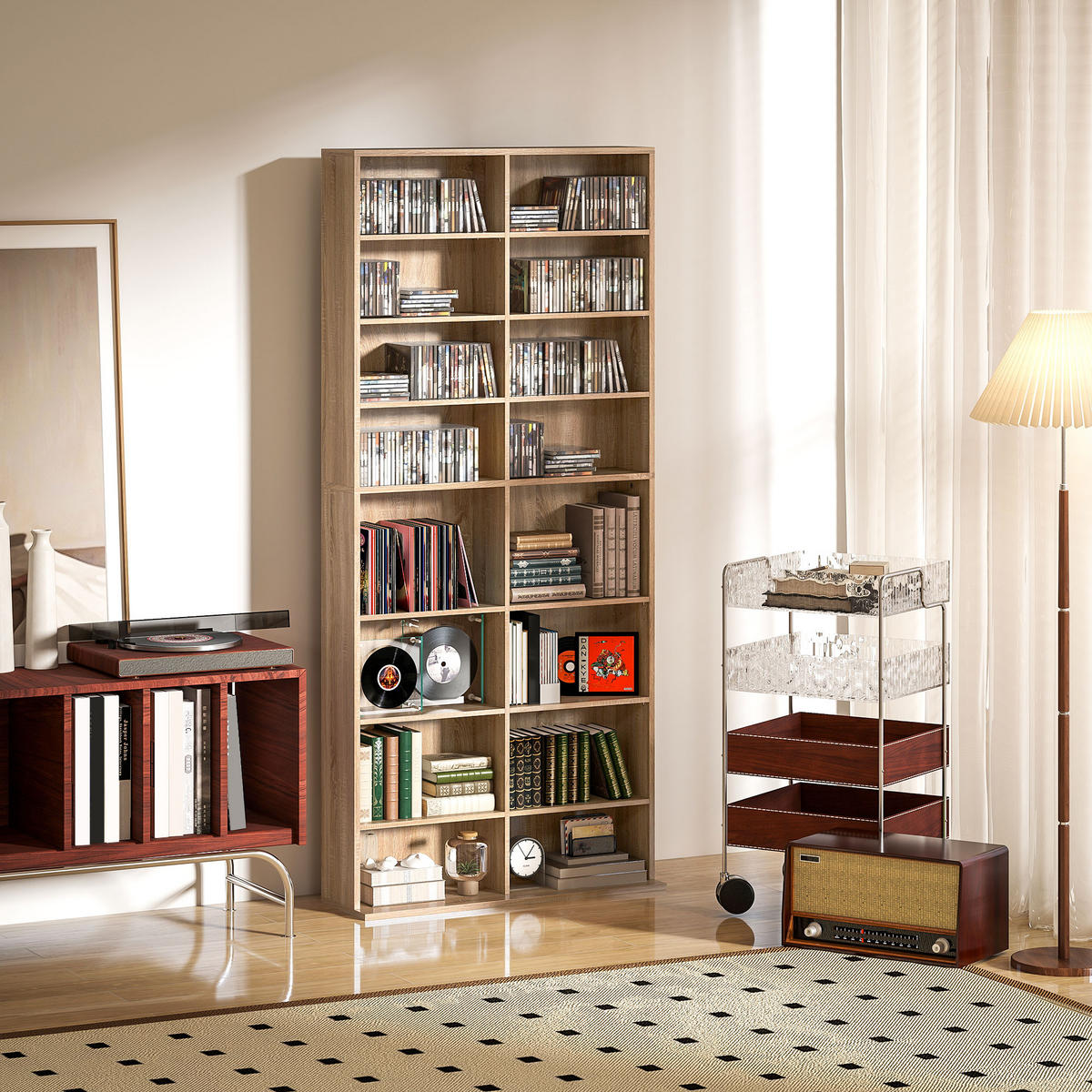 CD-REGAL Spanplatte Naturholz - Naturfarben, Karton/Holzwerkstoff (24/175/78.5cm) - HOMCOM