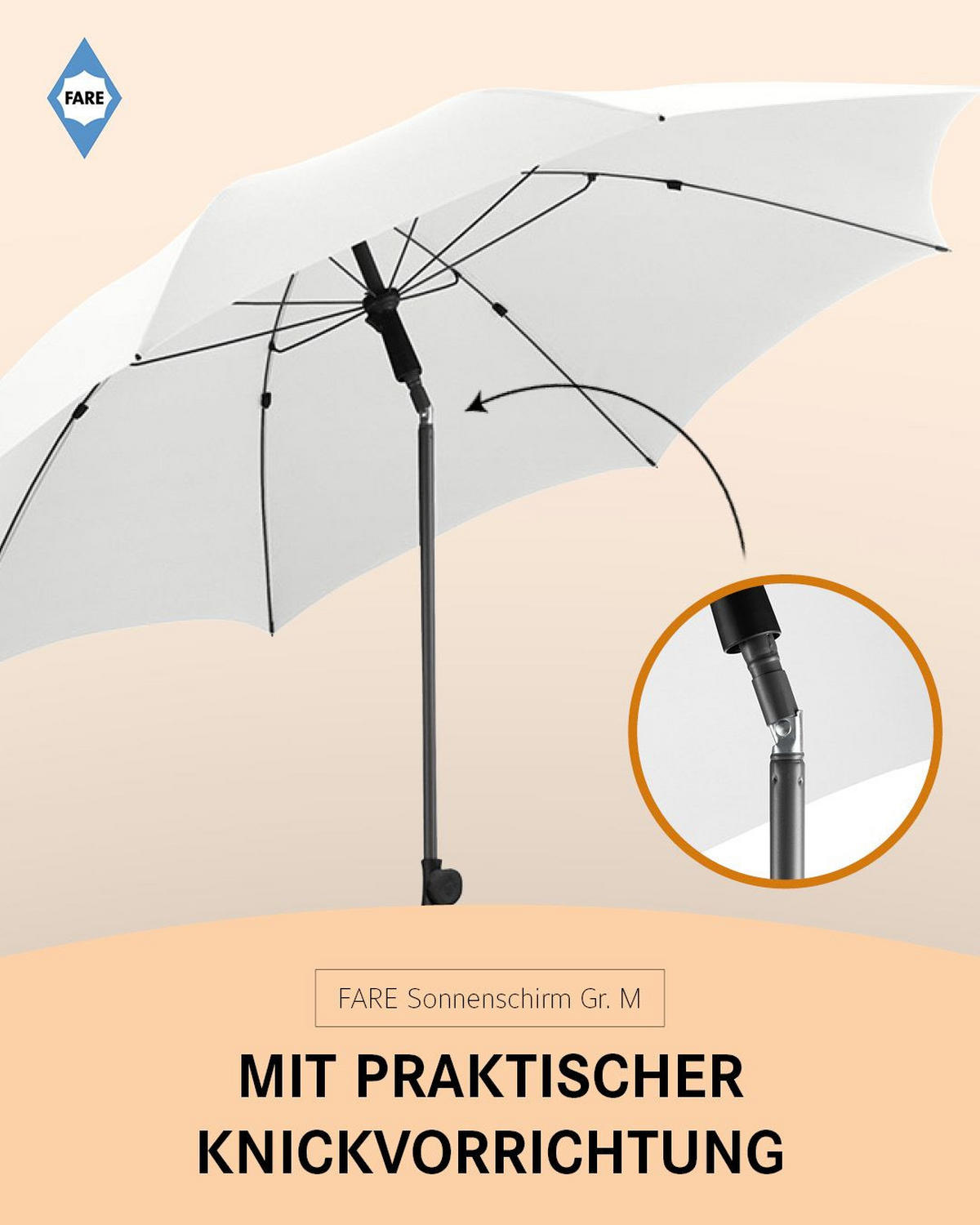 SONNENSCHIRM 180/180/126 cm - Weiß, Kunststoff (180/180cm) - FARE