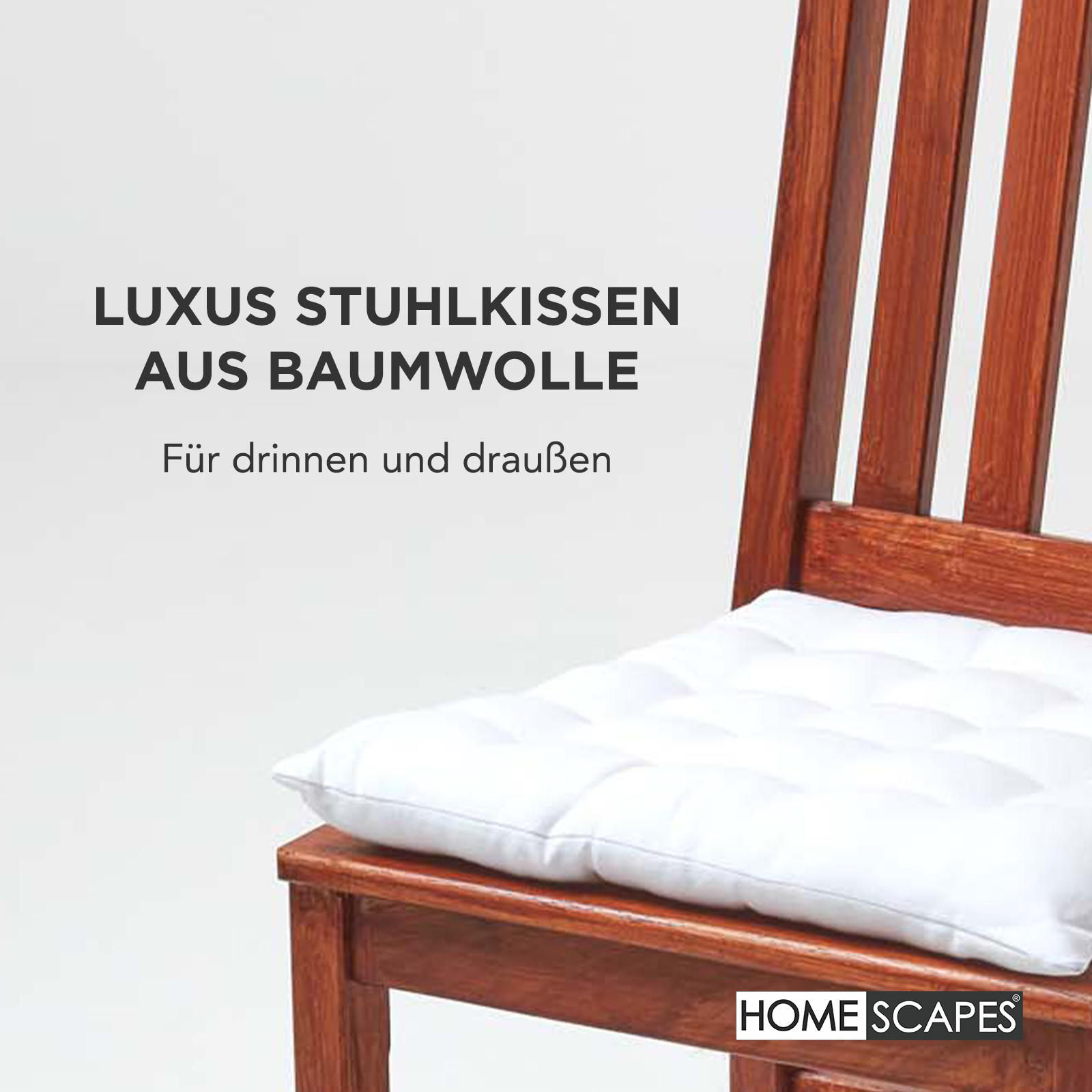 STUHLKISSEN 6er-Set weiß 40/40/6,5 cm - Weiß, Textil (40/40/6.5cm) - Homescapes