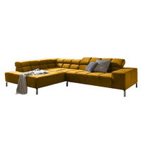 ECKSOFA NELSON Gelb Velvet - Gelb/Silberfarben, Textil (321/116cm) - KAWOLA