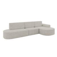 ECKSOFA mit Schlaffunktion Ottomane RECHTS MARI L2-S 368X167X85 Hellgrau Velours - Edelstahlfarben/Schwarz, Holzwerkstoff/Kunststoff (167/368cm) - ALTDECOR