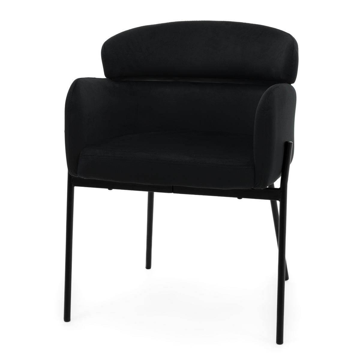 STUHL BOLZANO gepolsterter mit Steppung - schwarz - Samt Velour - Schwarz, Textil/Metall (62/80/61cm) - NEW HOME