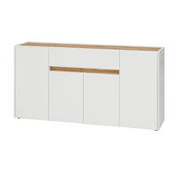 SIDEBOARD weiß, Eiche Wotan 170 cm, Kommode 4-türig - Eiche Wotan/Schwarz, Holz/Holzwerkstoff (170/87/40cm) - Furn.Design