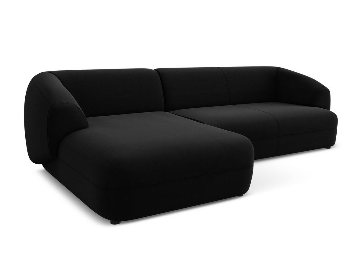 ECKSOFA Links Samt Stoff Schwarz - Schwarz, Kunststoff/Textil (156/280cm) - Makamii