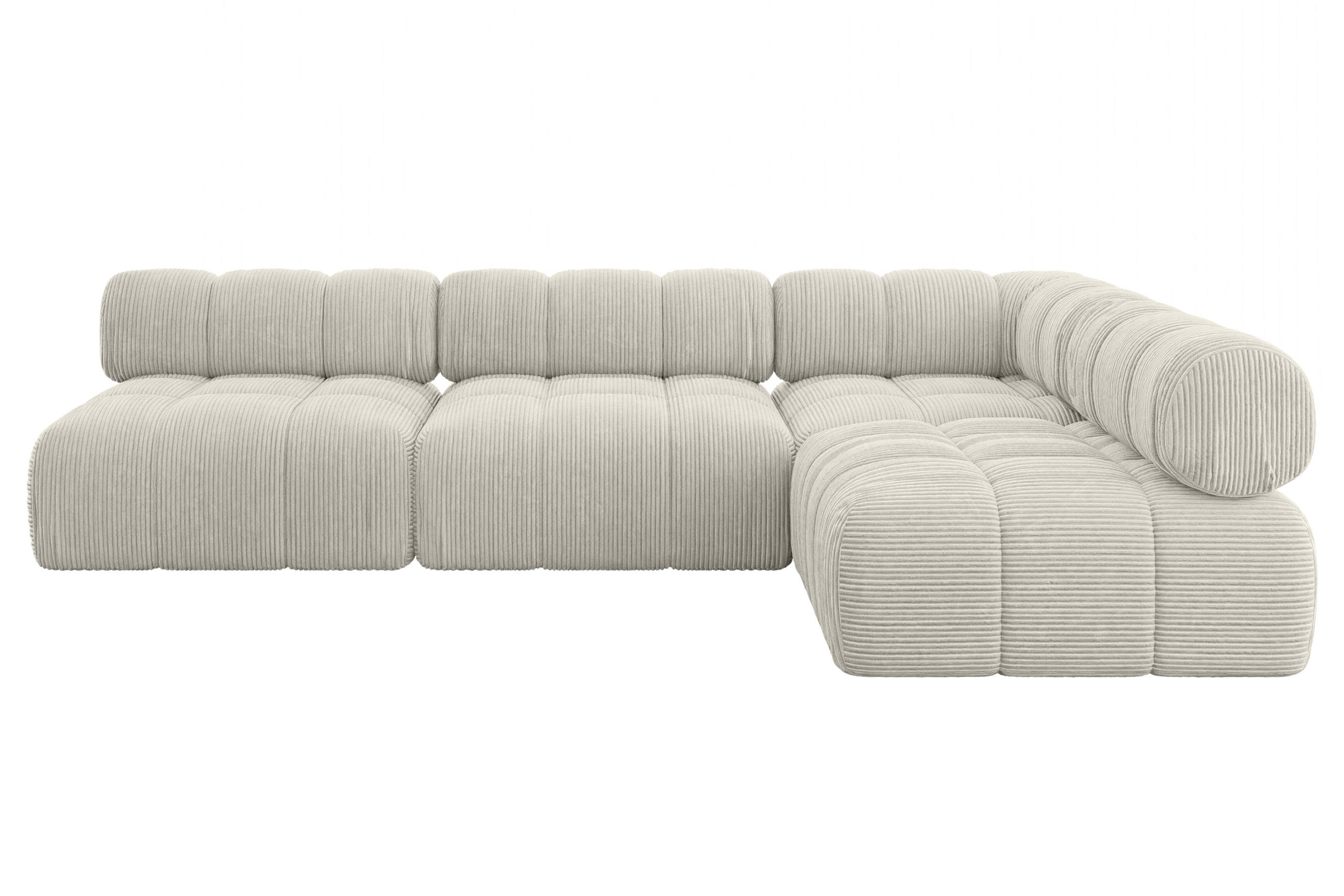 ECKSOFA modulares Sofa Samaro-L2 - 285x190x70 cm Creme Cord - Hellgrau/Creme, Holzwerkstoff/Textil (285/190cm) - ALTDECOR