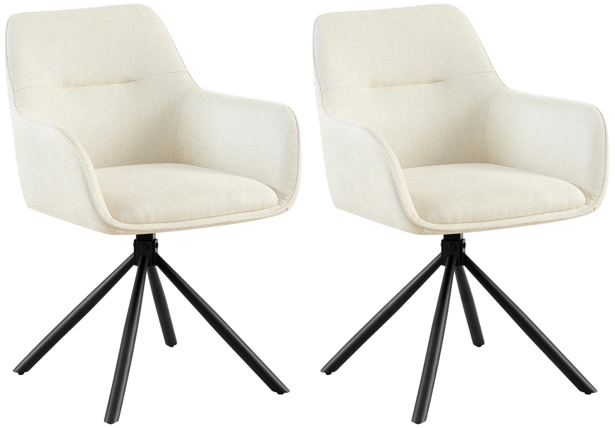ARMLEHNENSTUHL 2er Set Stoff Creme - Creme/Schwarz, Textil/Metall (58/84/59cm) - CLP