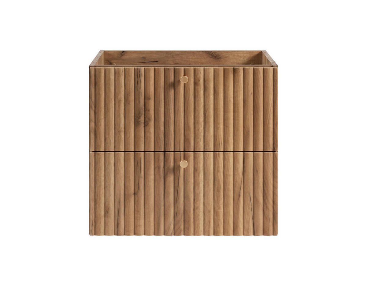 WASCHBECKENUNTERSCHRANK BELLO geriffelt Eiche Craft Gold 60/57/46 cm - Eichefarben, Holzwerkstoff/Metall (60.2/57/46cm) - Rodan