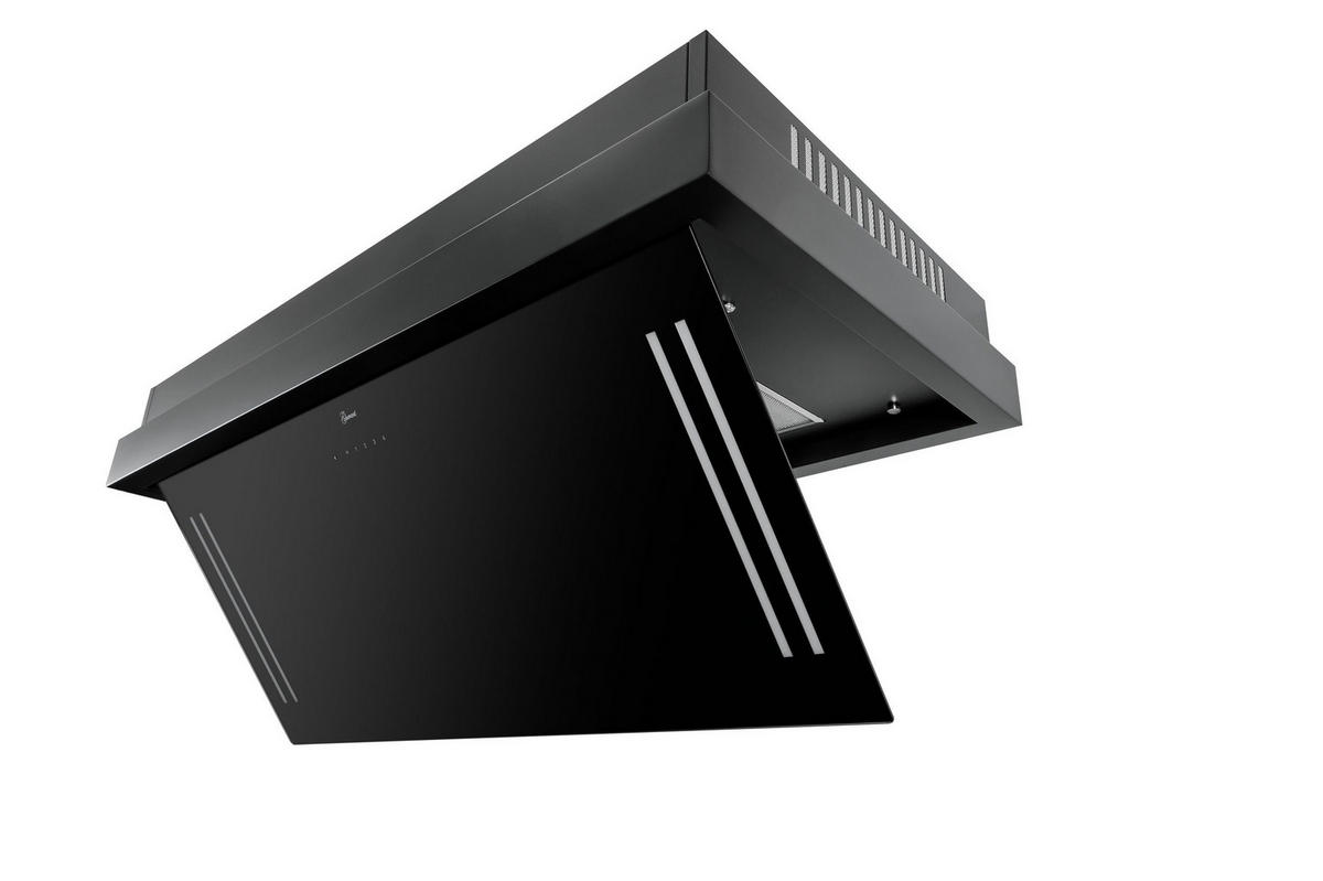 DUNSTABZUGSHAUBE GCH C 343 90 BL + Umluftset, 90 cm Schwarz Glas - Schwarz, Glas/Metall (90/17/60cm) - Gurari