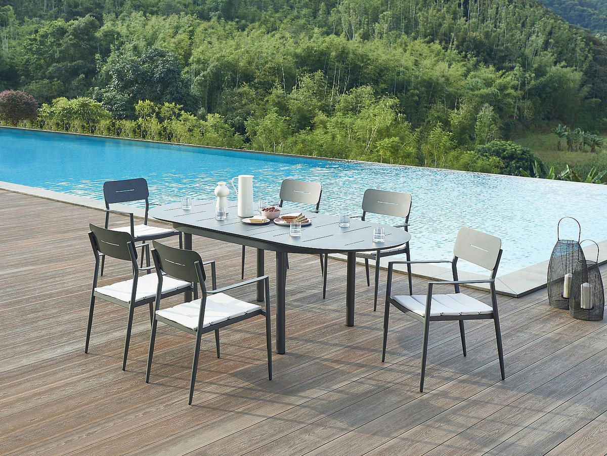 GARTEN-ESSTISCH ausziehbar - 170/220 cm - Aluminium - Anthrazit - LOTTYS von MYLIA - Anthrazit, Metall - Vente-Unique