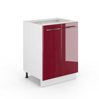 KÜCHENUNTERSCHRANK Fame-Line Bordeaux Hochglanz 60 cm ohne AP - Bordeaux/Weiß, Holzwerkstoff (60/82/51.6cm) - Vicco