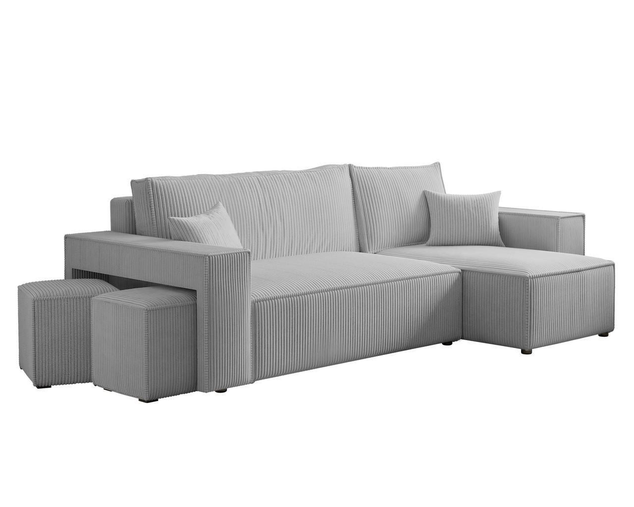 ECKSOFA PARIS mit Schlaffunktion und Bettkasten, Stoff Hellgrau - Hellgrau, Kunststoff/Textil (244/145cm) - Idohome