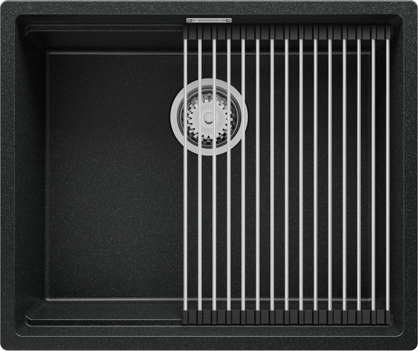 UNTERBAUSPÜLE GRANIT Praga, 2-er set Anthrazit 56/47 cm 1 Becken + Ablauf-Set + Aufrollbare Abtropffläche ab 60er Unterschrank - Chromfarben/Anthrazit, Kunststoff (56/20/47cm) - Primagran