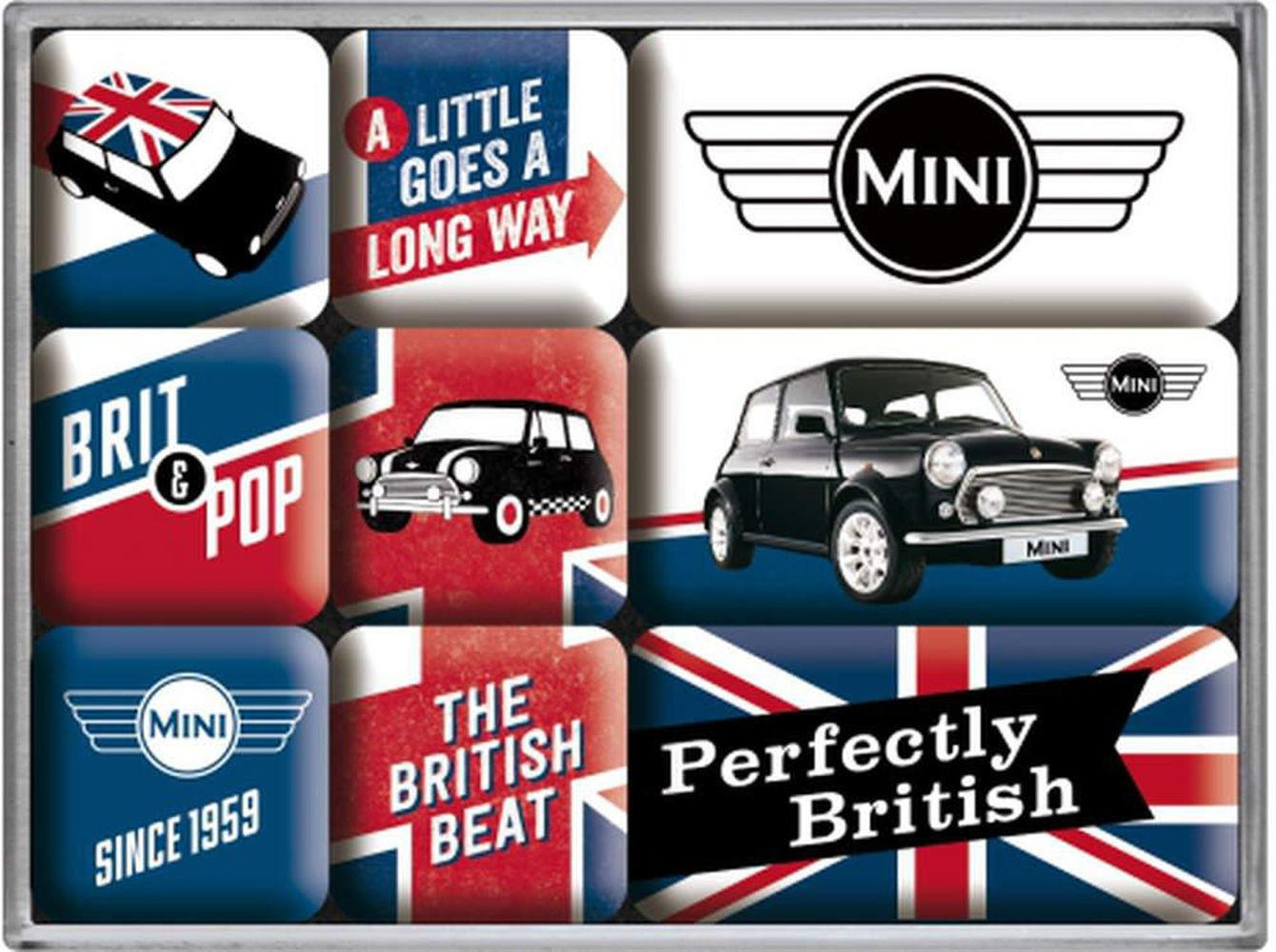 MAGNETSET 9-teilig Mini Union Jack - Multicolor, Metall (9/7/2cm) - Nostalgic-Art