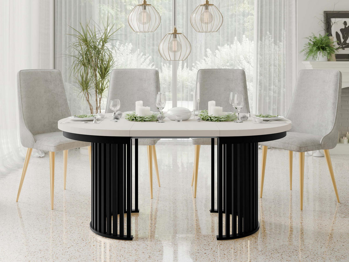 ESSTISCH ausziehbar Komo - Kaschmir/Schwarz, Holz/Holzwerkstoff (100/100/76cm) - MIRJAN24