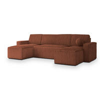 ROHOVÁ SEDAČKA PESANO hnědá - šedá/hnědá, dřevo/textil (306/140cm) - MASSENO