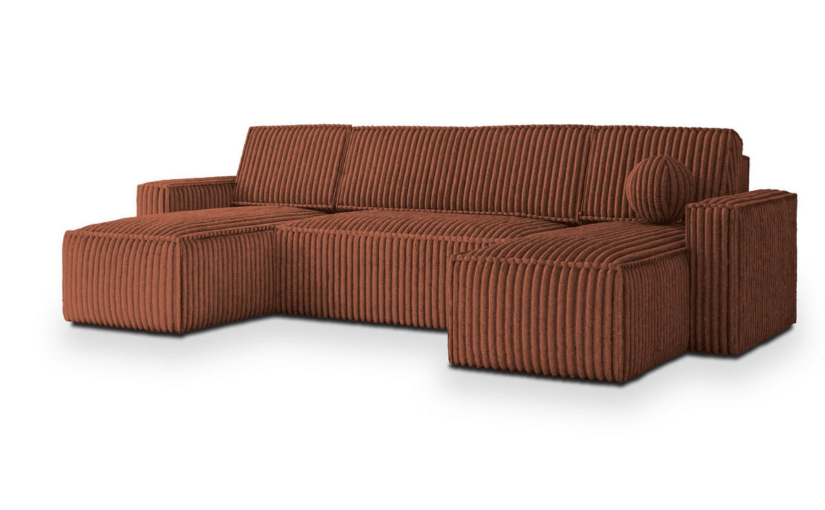 ROHOVÁ SEDAČKA PESANO hnědá - šedá/hnědá, dřevo/textil (306/140cm) - MASSENO