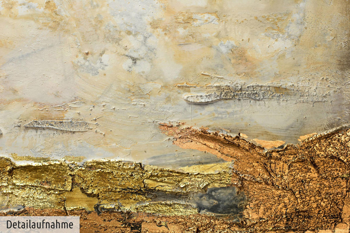 ACRYLBILD HANDGEMALT 120/40 cm - Weiß/Braun, Holz/Textil (1.76/40cm) - KUNSTLOFT