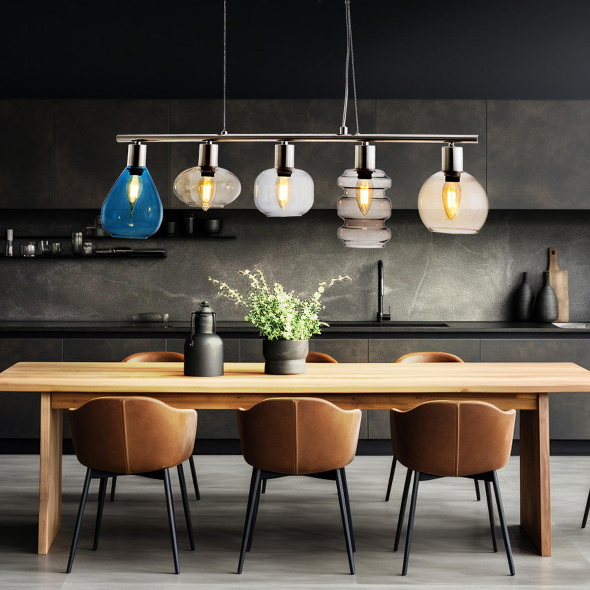 HÄNGELEUCHTE Pesaro Silber Bunt - Multicolor, Glas (13/80/150cm) - Nowa