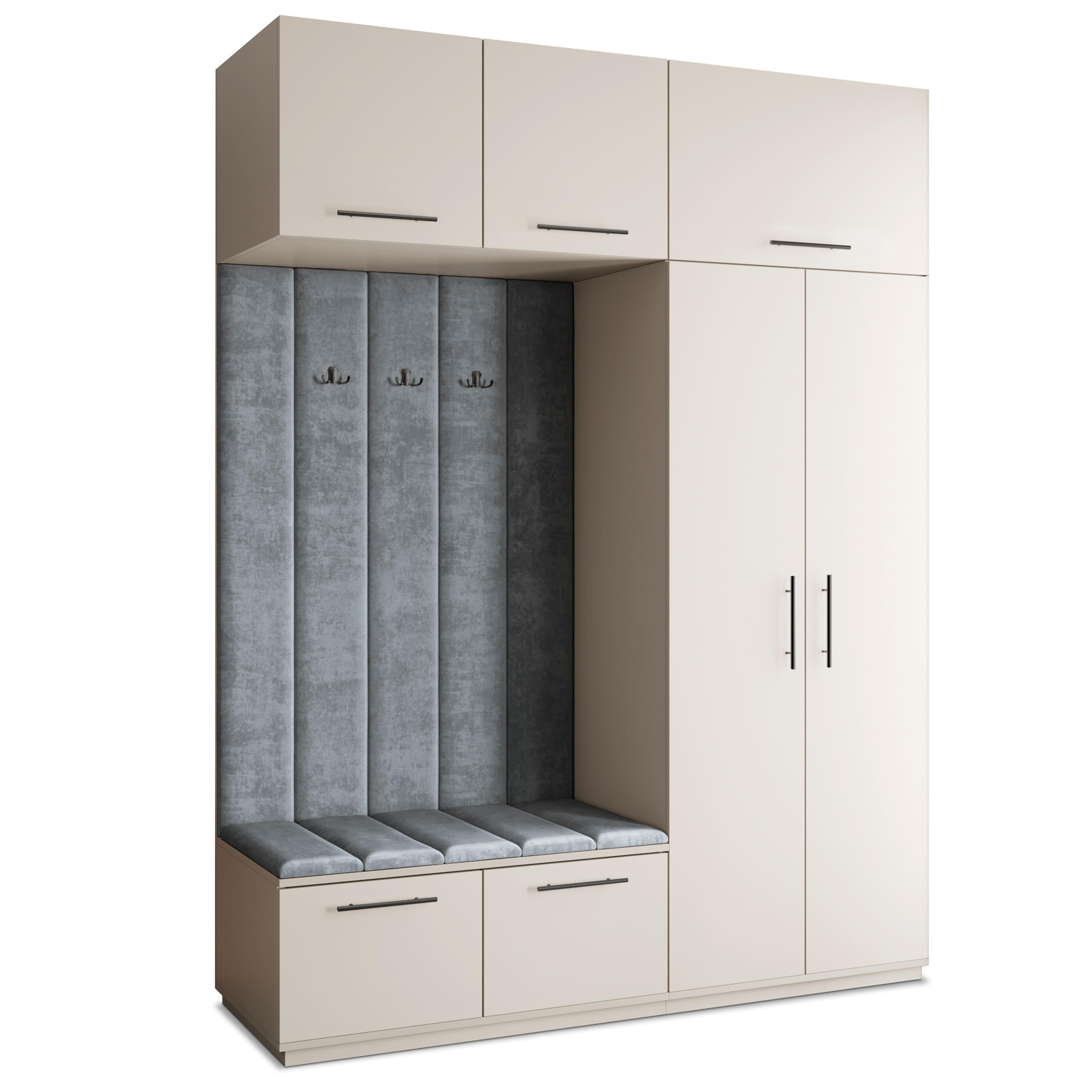 Masseno Garderobenschrank Kaschmir, Grau 180x240x60 cm