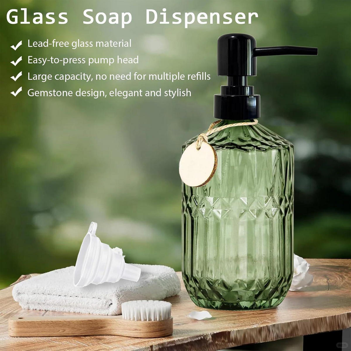 SEIFENSPENDER Glas Grün 400 ml - Grün, Glas (7/17.5/7cm)