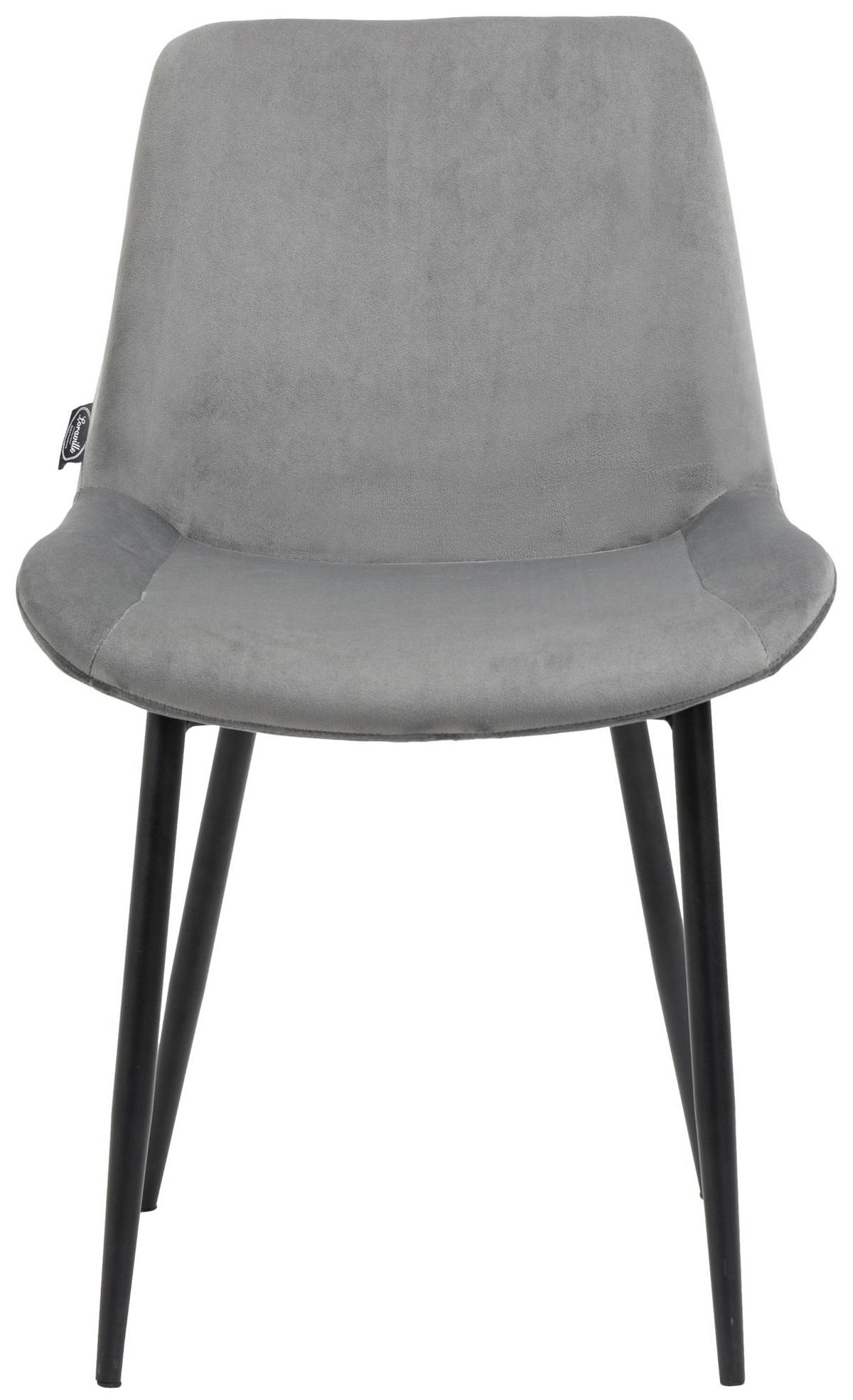 STUHL 2er Set Samt grau - Schwarz/Grau, Textil/Metall (51/80/60cm) - CLP