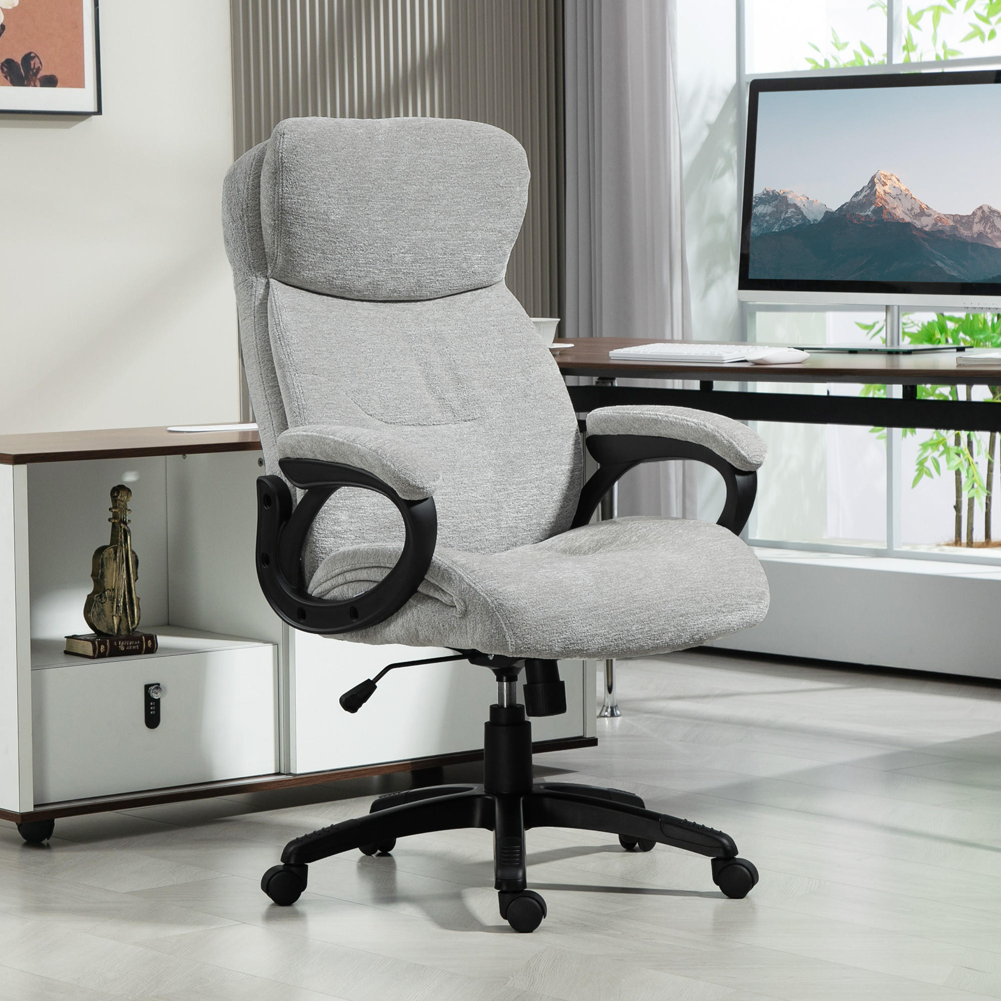 BÜROSTUHL mit Wippfunktion, Hellgrau - Hellgrau, Kunststoff (77/115.5/66cm) - HOMCOM