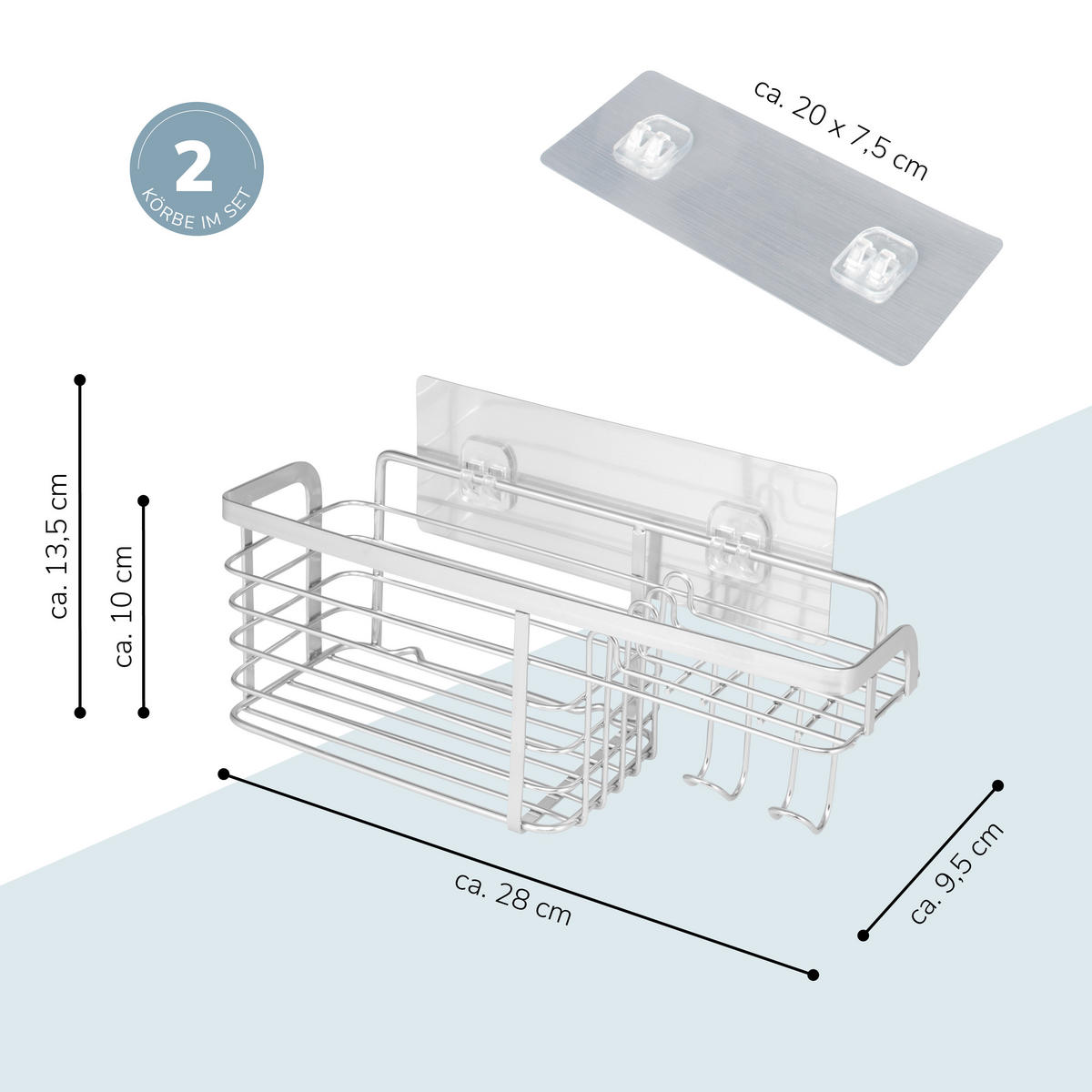 ABLAGEKORB 2er-Set, silber - Edelstahlfarben, Metall (28/10/9.5cm) - bremermann