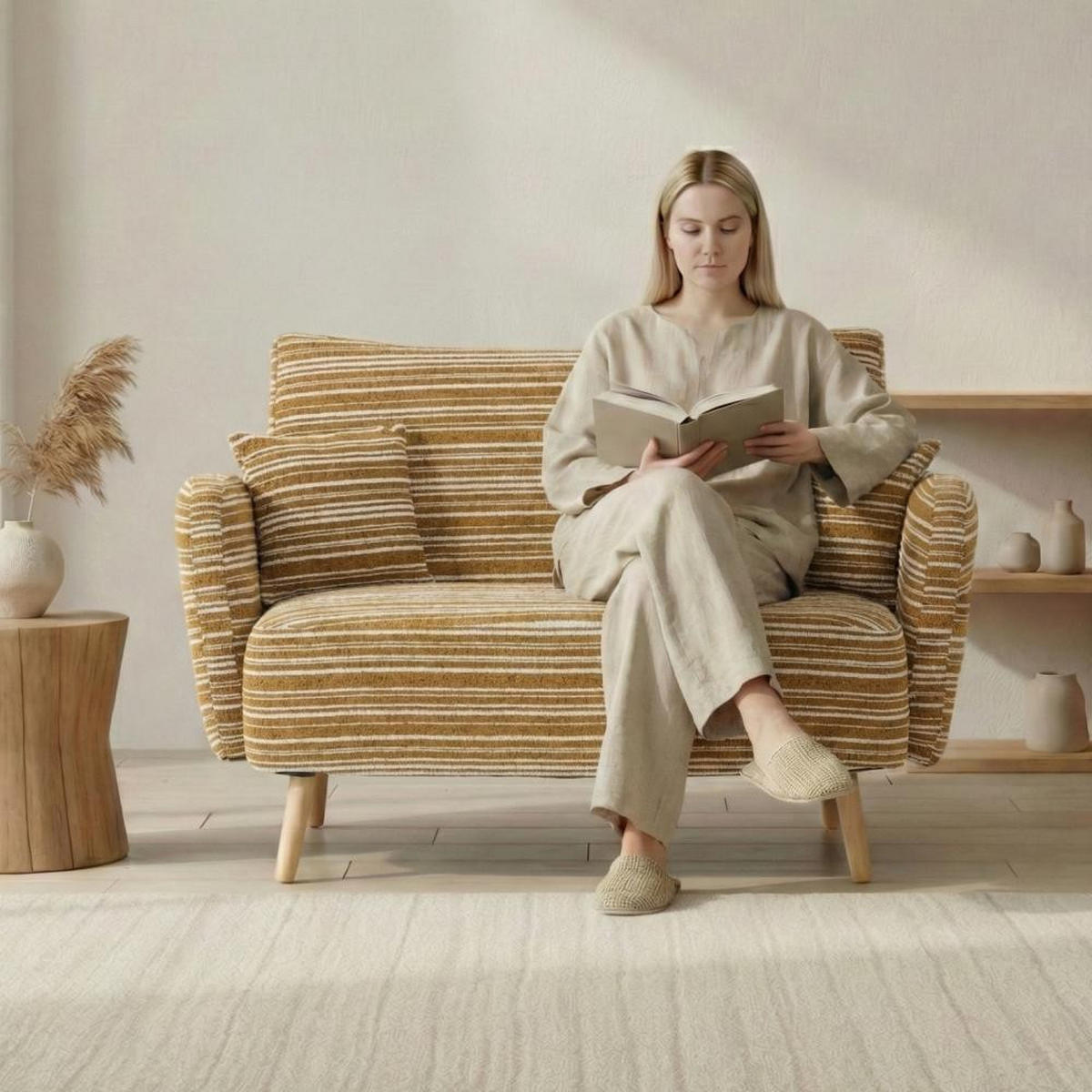 BIG SESSEL,Relaxsessel,Loungesofa,XXL-Sessel,Bouclé,Gelb - Gelb, Textil (121/63/81.5cm) - LVHOM