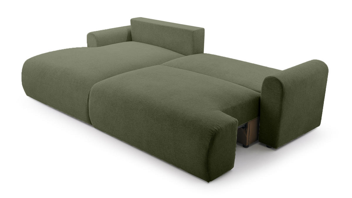 ECKSOFA mit Schlaffunktion Bordon, Dunkelgrün - Dunkelgrün, Textil (150/260cm) - Fedve