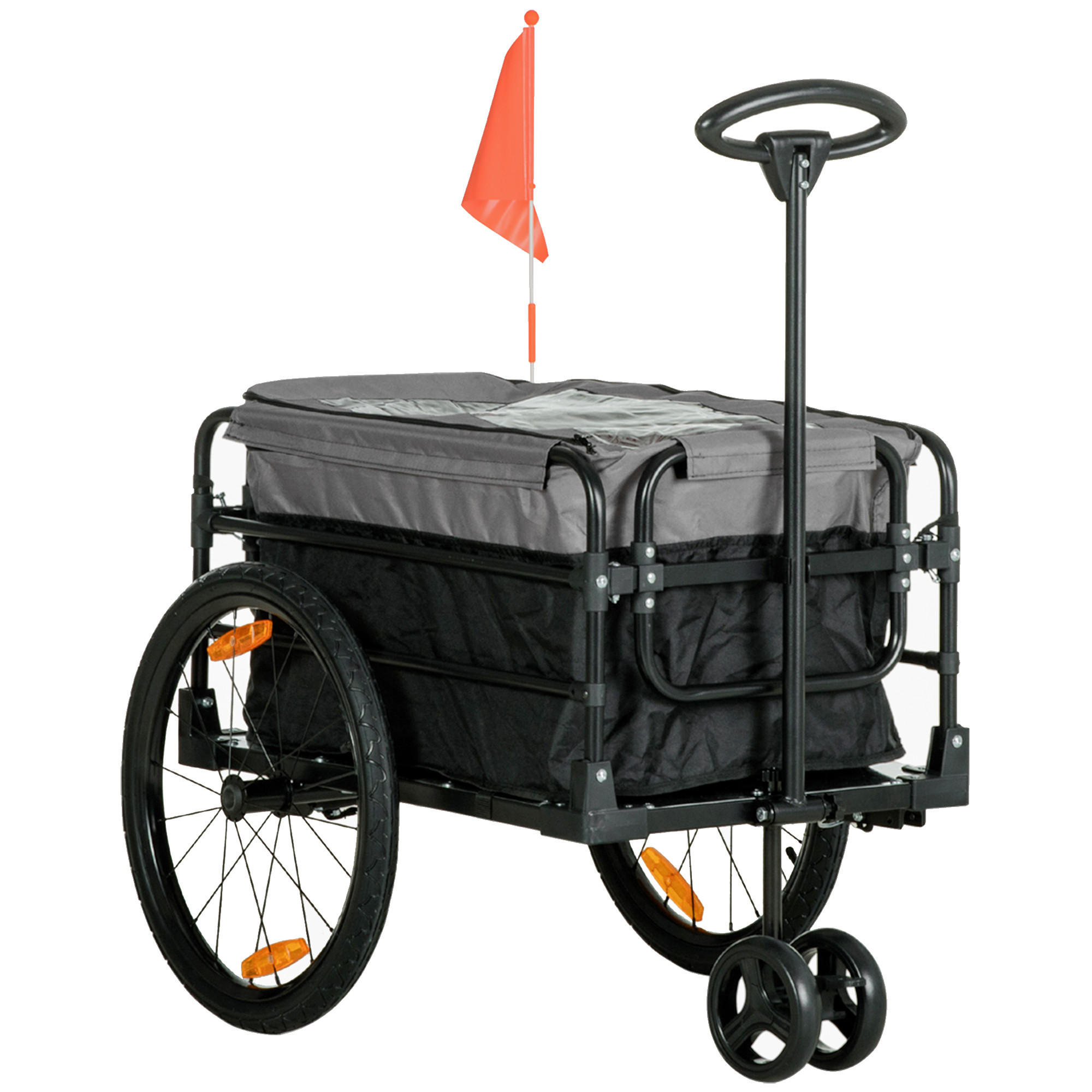 FAHRRADANHÄNGER, Oxford, Schwarz/Grau, 130 x 64 x 64/103 cm - Schwarz, Metall (64/103/130cm) - HOMCOM