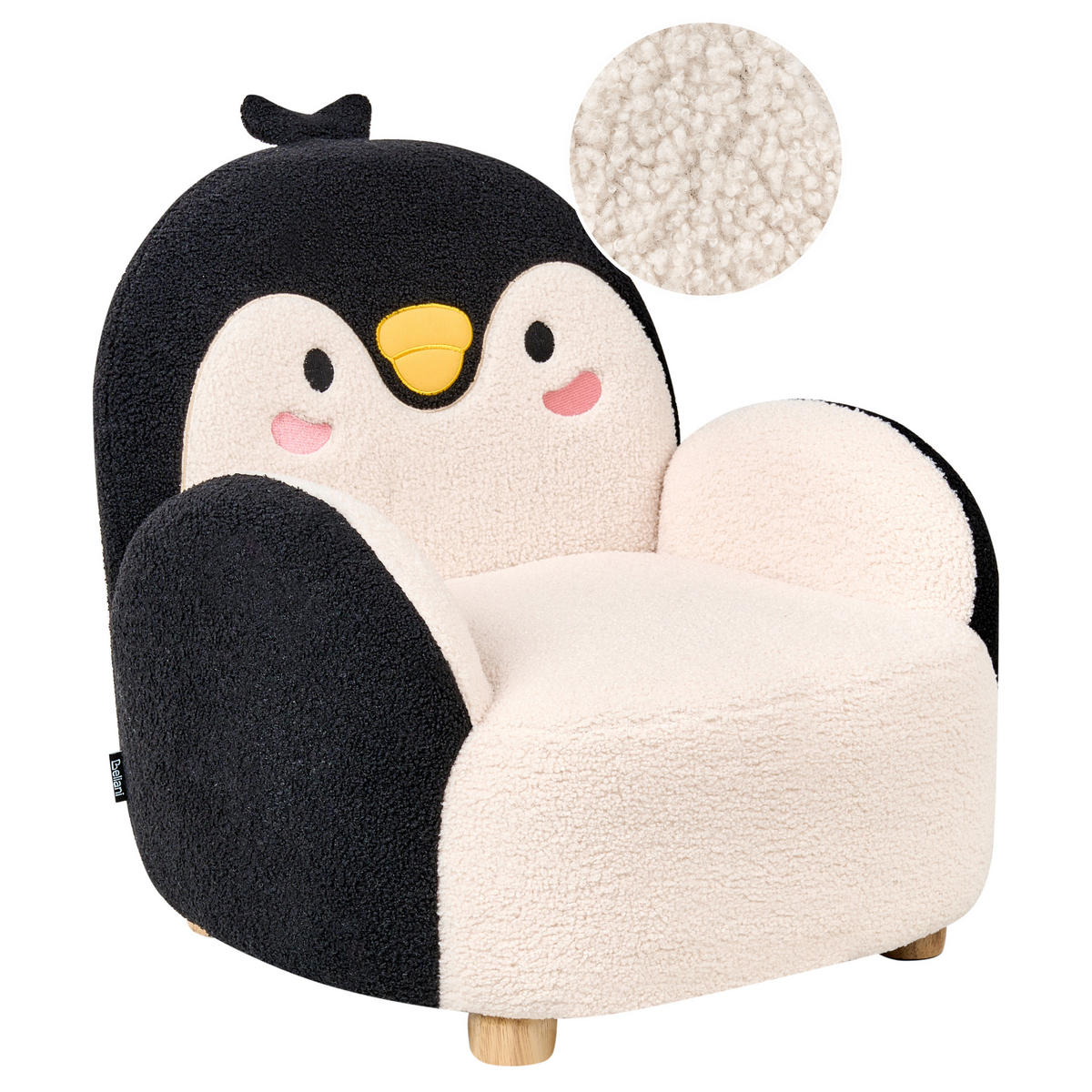 KINDERSESSEL Cremeweiß Fyn - Schwarz/Weiß, Textil (50/60/55cm) - Beliani