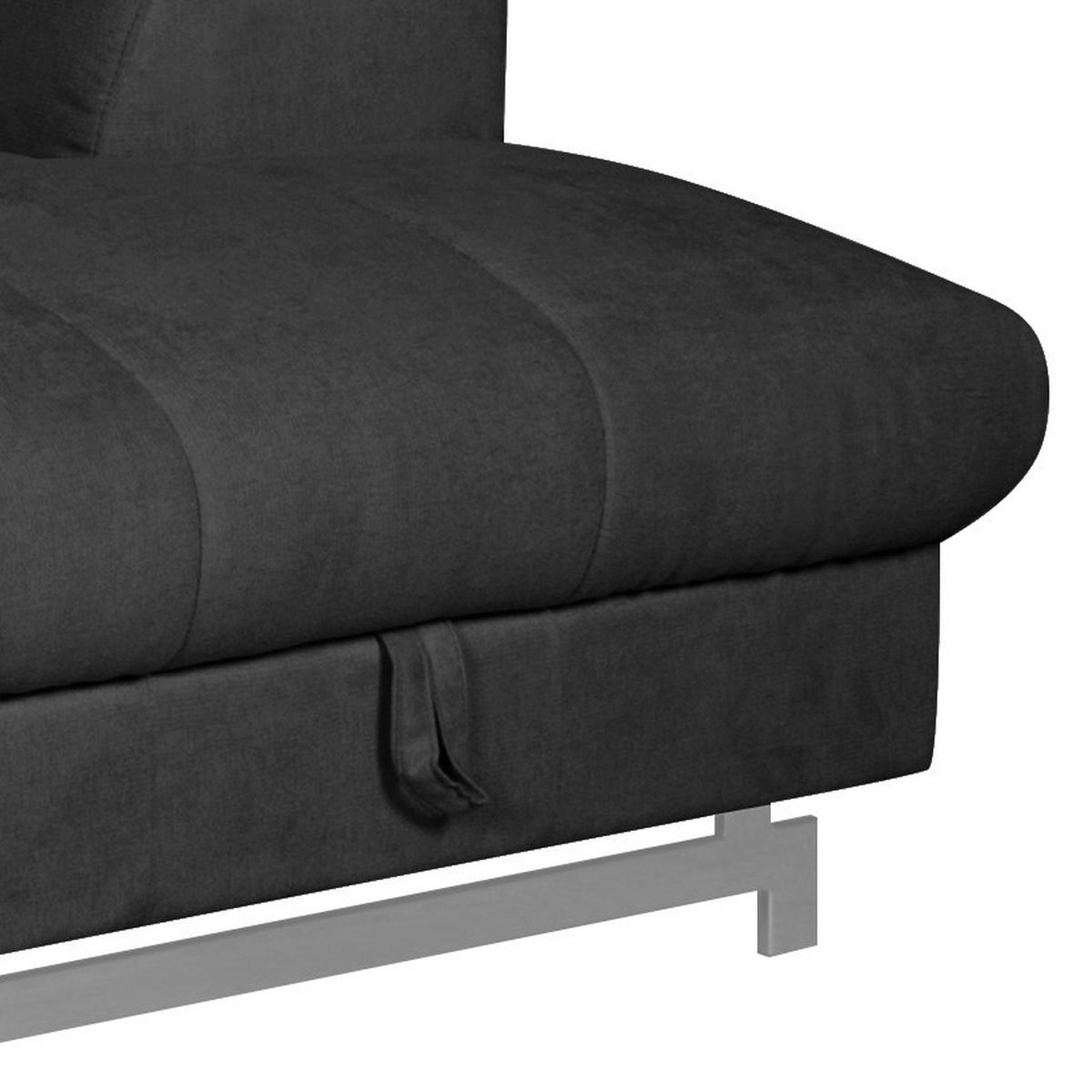 ECKSOFA mit Schlaffunktion - Velours - Schwarz, Textil (262/206cm) - home24