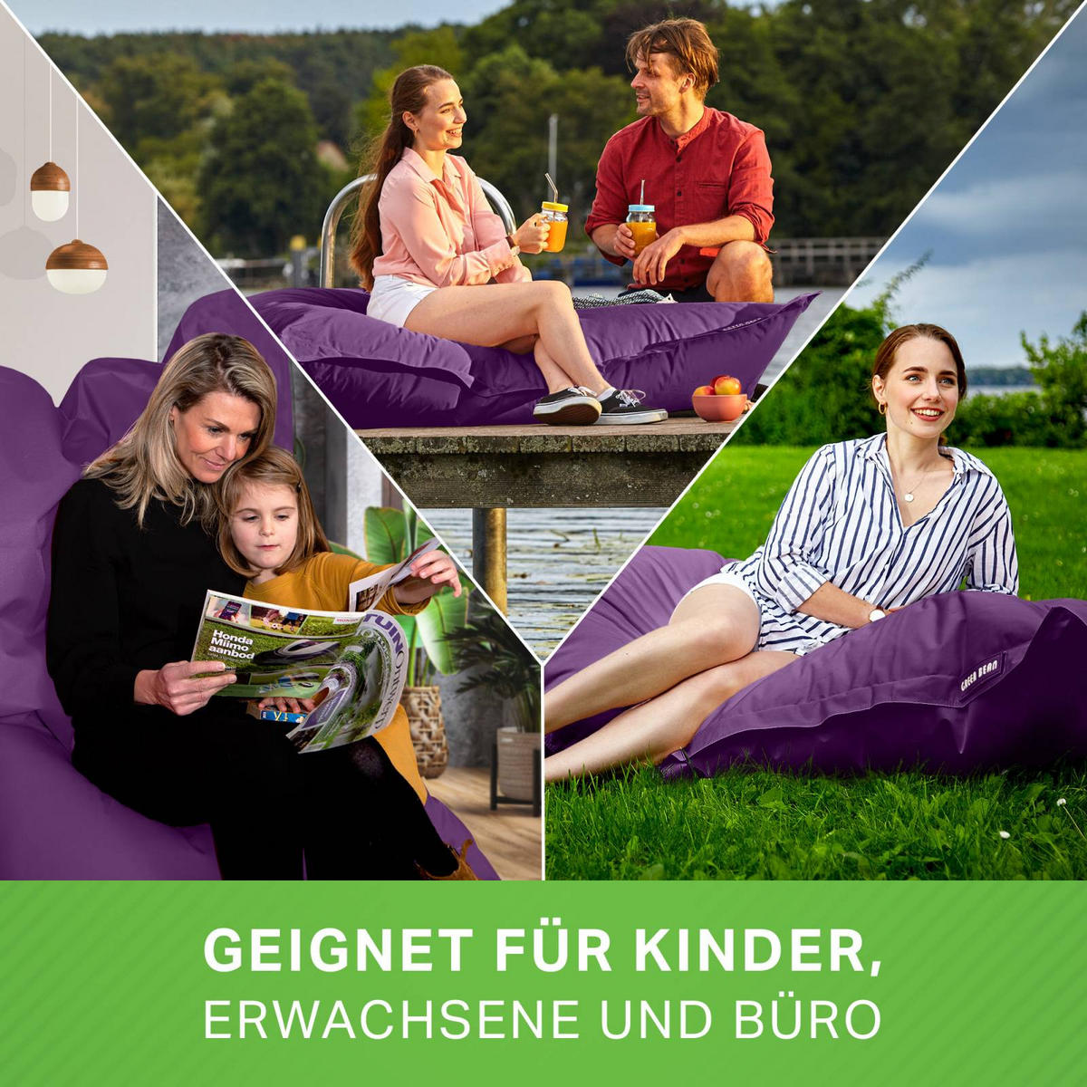 RIESEN-SITZSACK "Square" 140x180cm 380 L - Lila, Textil (140/25/180cm) - Green Bean