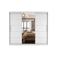 SCHWEBETÜRENSCHRANK ALASKA 250cm breit in Weiß mit Spiegel und LED - Weiß, Holzwerkstoff (250/218/61cm) - Deine Möbel 24