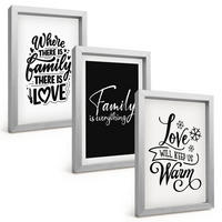 BILDER SET 3er Set - 20x30 cm Silberner Rahmen - Familie, Liebe, Wärme, Zuhause - Silberfarben, Kunststoff (20/30cm) - TULUP
